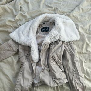 GUESS Women's Cream Shearling Jacket